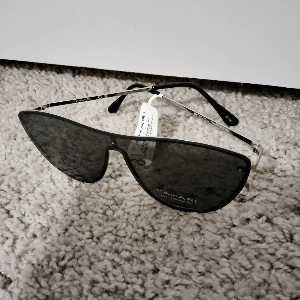 Tahari Women's Rimless Shield 100% UV Protection Sunglasses Dark Lenses NWT